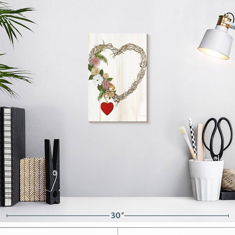 Rustic Valentine Heart Wreath I, 12" H x 8" W