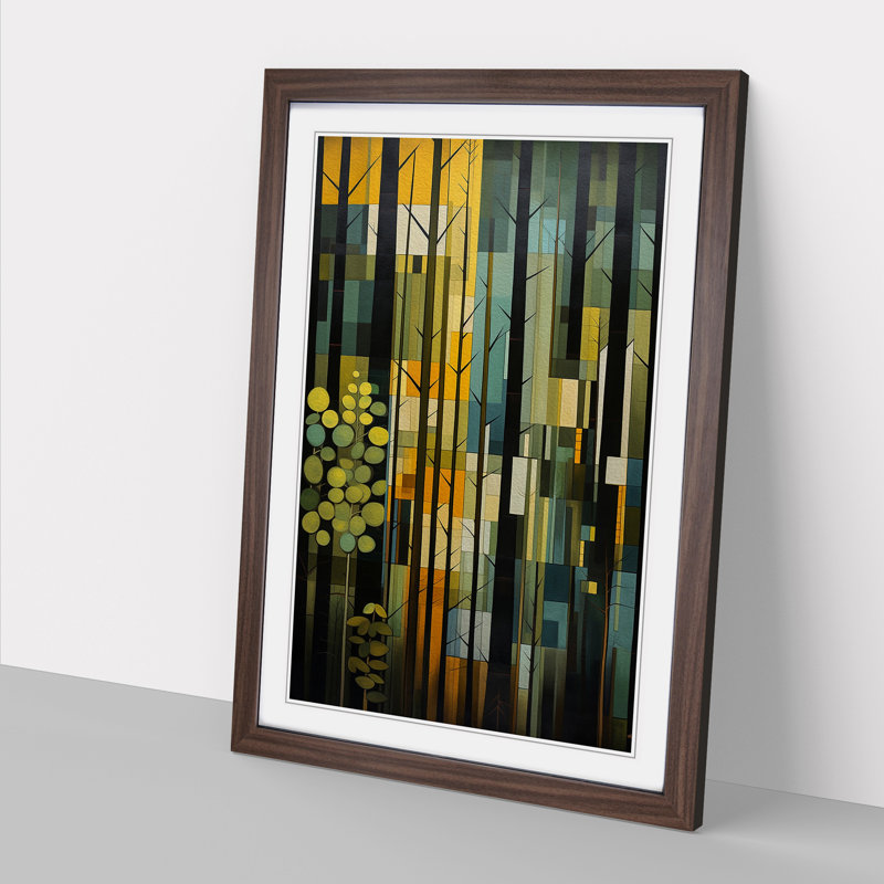 Forest Constructivism Art - Framed Print, 34cm H x 25cm W, Walnut Framed