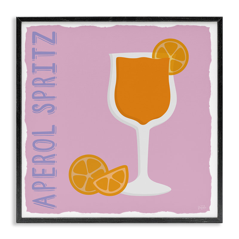 «Aperol Spirz Cocktail», estampe numérique par Natalie Carpentieri, Giclée encadrée noir minuit, H 24 po x l 24 po