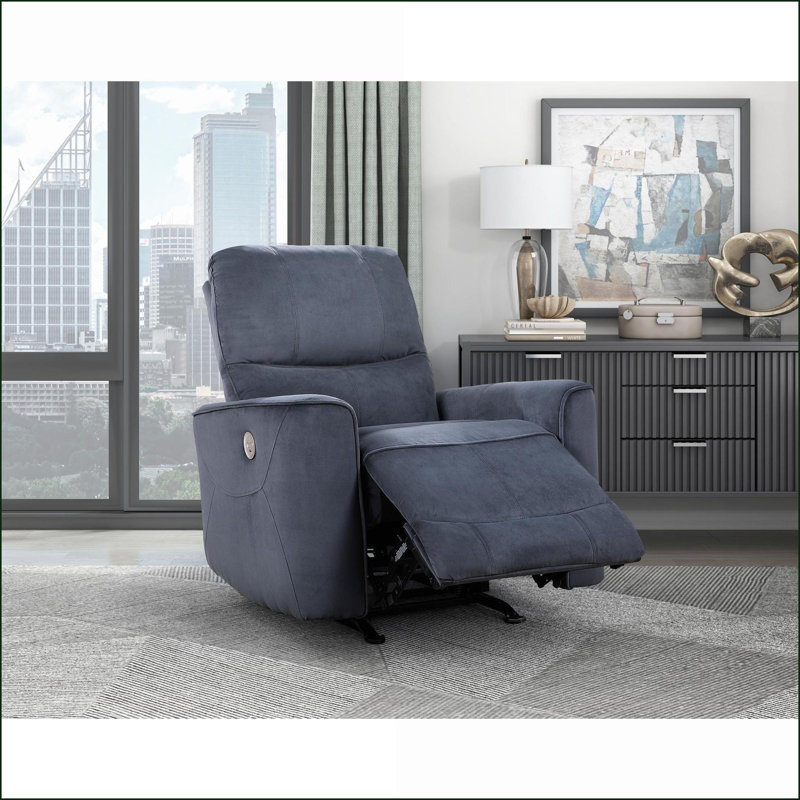 Recliners | Modern Power Rocker Reclining Chair with One-Touch Control | Dark Gray Velvet | Solid Wood Frame, Gray