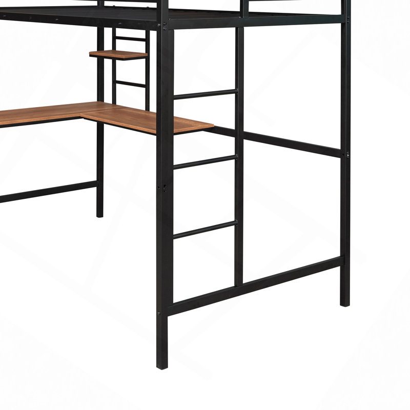Lit mezzanine simple en métal avec bureau et tablette