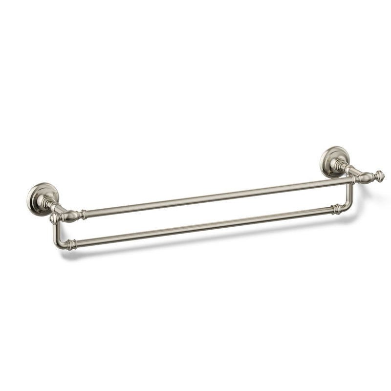 Artifacts Double 24" Wall Mounted Towel Bar, Vibrant Polished Nickel