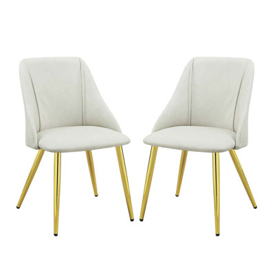 Ensemble de 2 chaises de salle à manger rembourrées en cuir synthétique, blanc