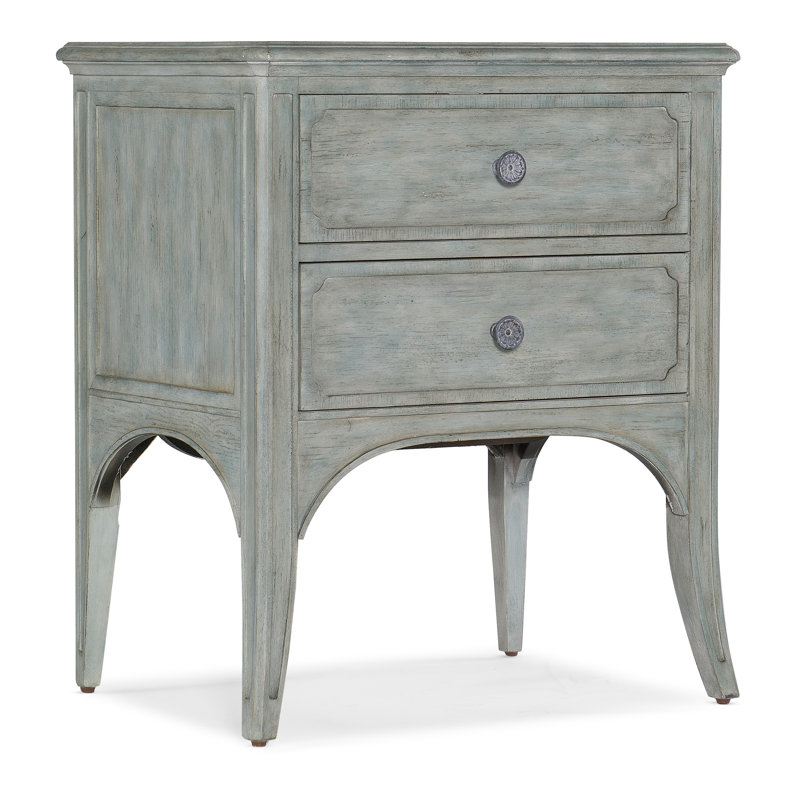 Waterscape Blue Rustic Wood 2-Drawer End Table