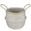 Grand panier pour le ventre en ruppie maritime 17 po beige et blanc avec poignées