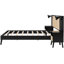 Cadre de lit noir en bois massif avec 2 tables de chevet et lampes utiles, mélange pour une chambre à coucher calme. Construction stable, tendance