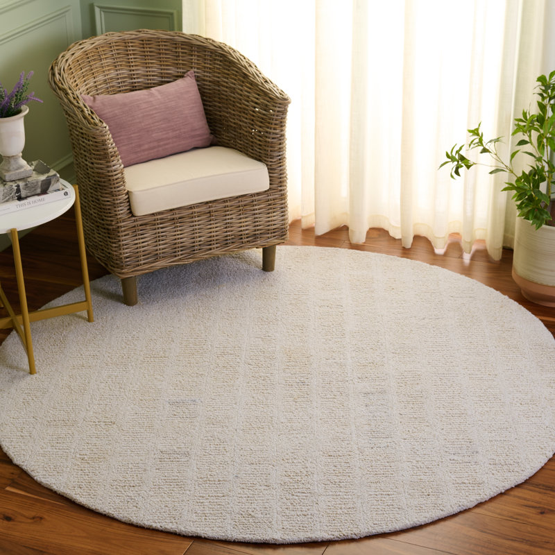 Harvest 108 Hand Tufted Wool Pile Striped Rug, Round 6'