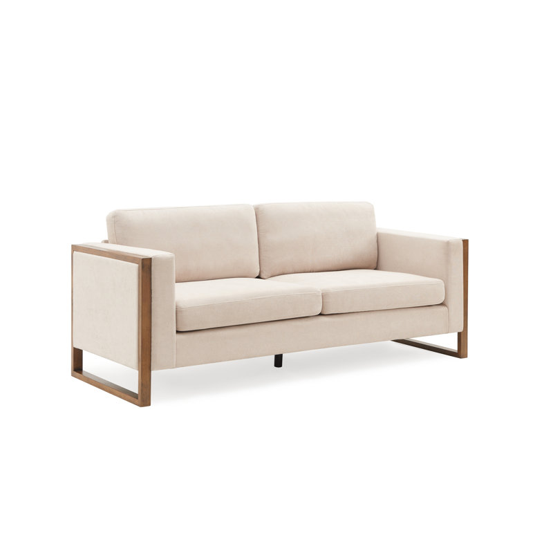 Canapé moderne avec pieds en bois massif, Taupe