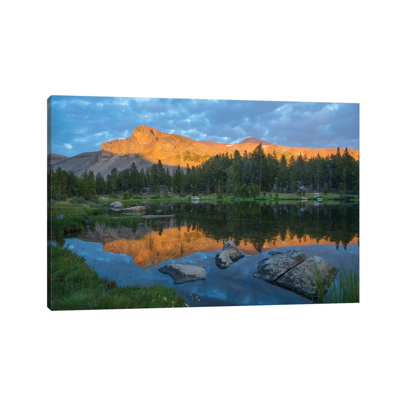Mountain Reflected In Alpine Lake, Mount Dana, Tioga Pass, Sierra Nevada, Yosemite National Park, California by Tim Fitzharris - Wrapped Canvas Print