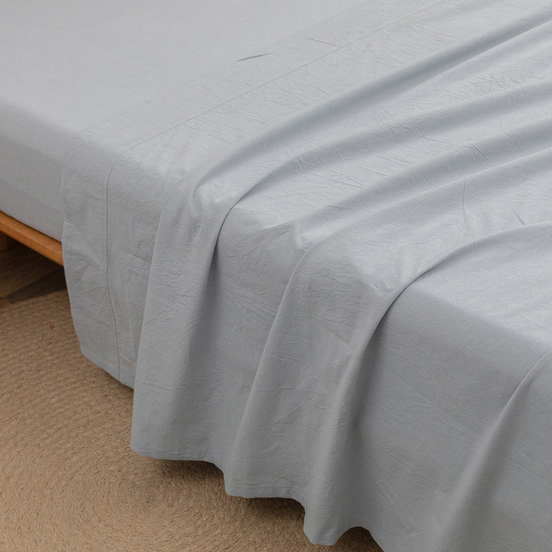 Drap plat 100% coton délavé Bestouch Bestouch, Bleu bleuet, Drap plat très grand