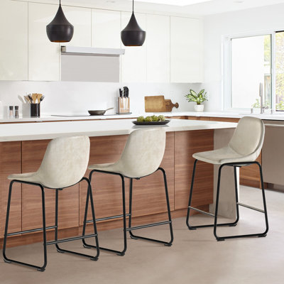 Parveena PU Leather Bar Stools With Back