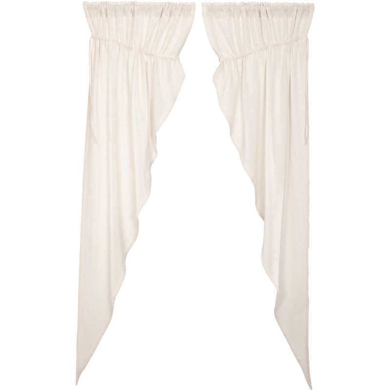Panneaux de rideaux semi-diaphanes 100% coton Chasen, Blanc antique