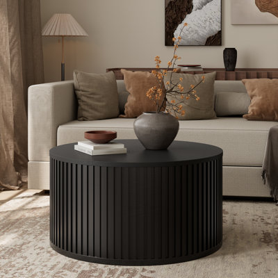 31.5" Round Solid Wood Lift Coffee Table With Storage
