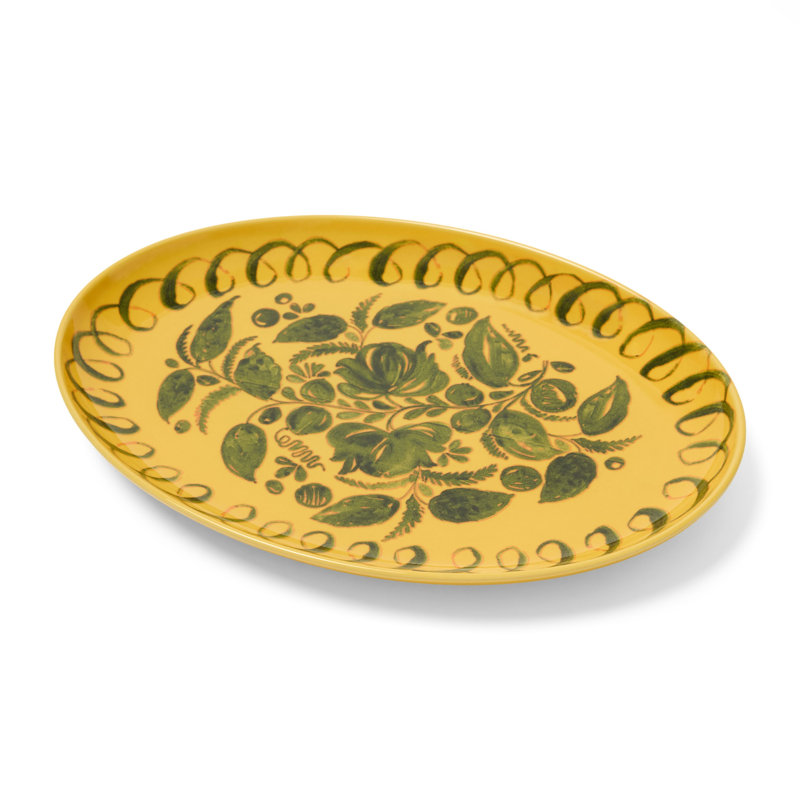 Amalfi Oval Serving Tray - Lime - 15.7" x 11", Mustard