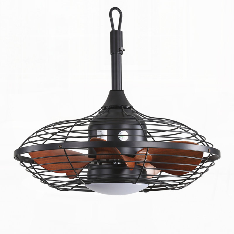 Ventilateur de plafond à fixation verticale de 20 pouces avec DEL, 5 pales en ABS, moteur à courant continu, avec crochet de suspension pour patio extérieur Pergola