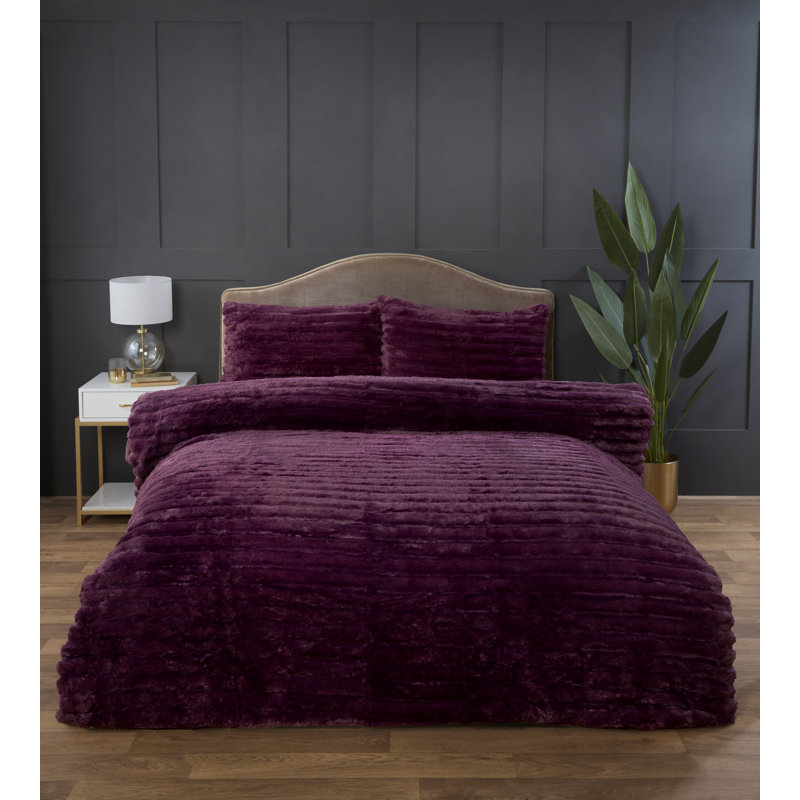 Aliyas Chunky Ribbed Duvet Set, Burgundy, Double Duvet Cover Set