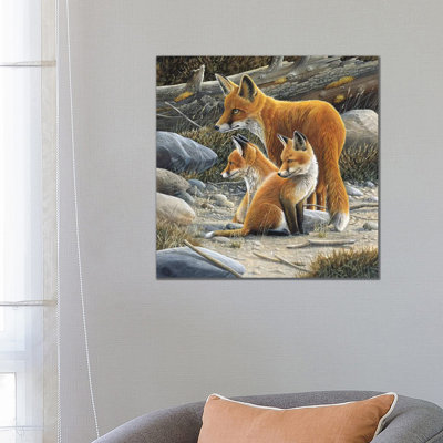 Fox Family 1 Piece Wrapped Canvas Painting