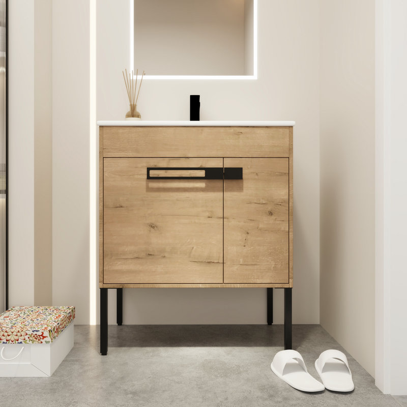 Tieria 30.09'' Single Bathroom Vanity with Ceramic Top
