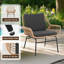 The Patio Rattan Natural Conversation Sets With 2 Accent Chairs & Tempered Glass Side Table(3 PCS)
