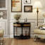  Console demi-lune en rotin avec armoire de rangement et tablette