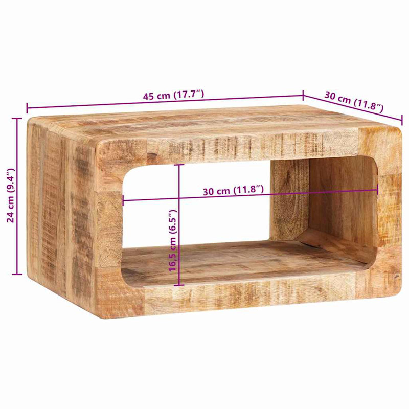 45cm W Solid Wood Bedside Table, Natural