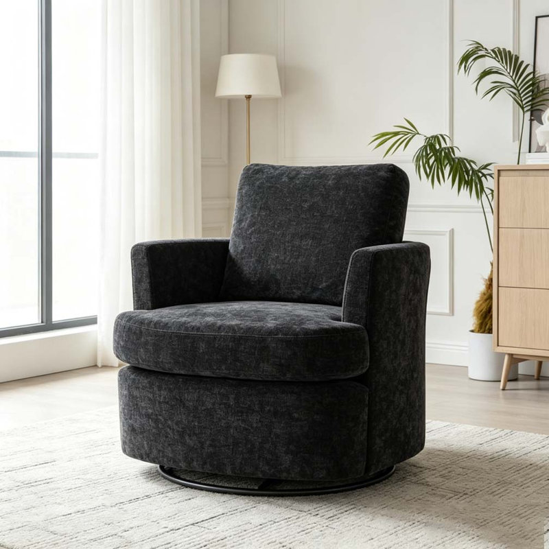 Fauteuil demi-tonneau pivotant à 360 degrés, Noir