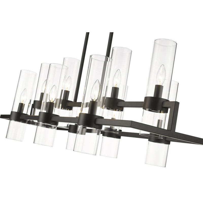 Calumet 10 - Light Dimmable Kitchen Island Cylinder Chandelier, Matte Black