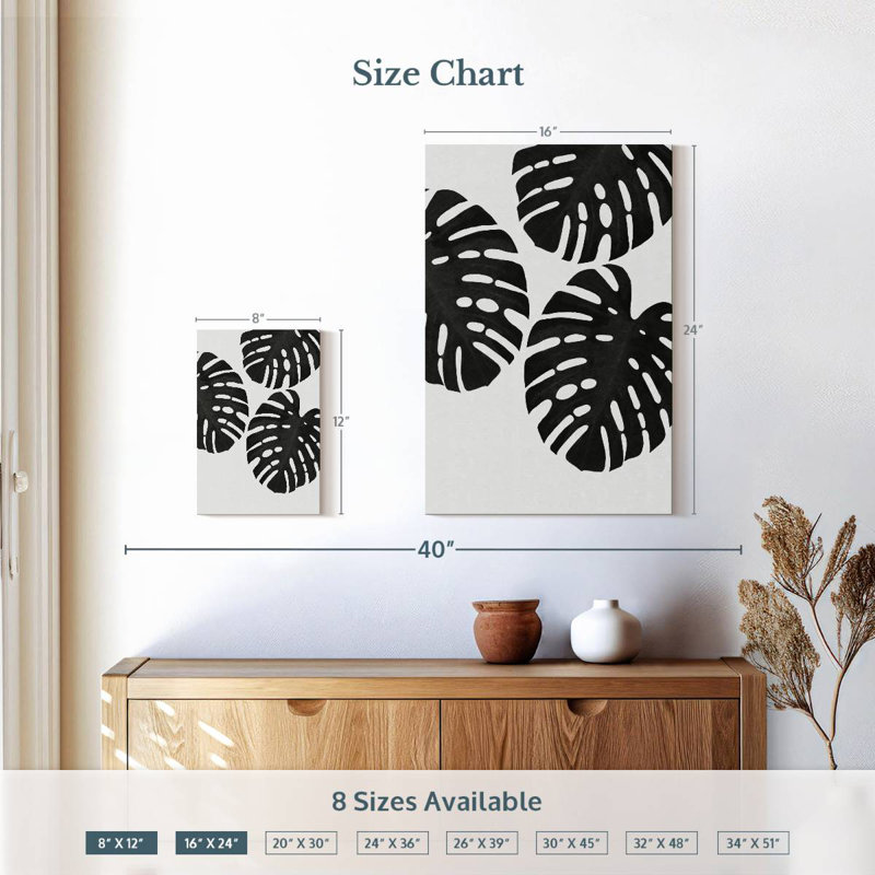 Monstera Leaf III BW, 12" H x 8" W