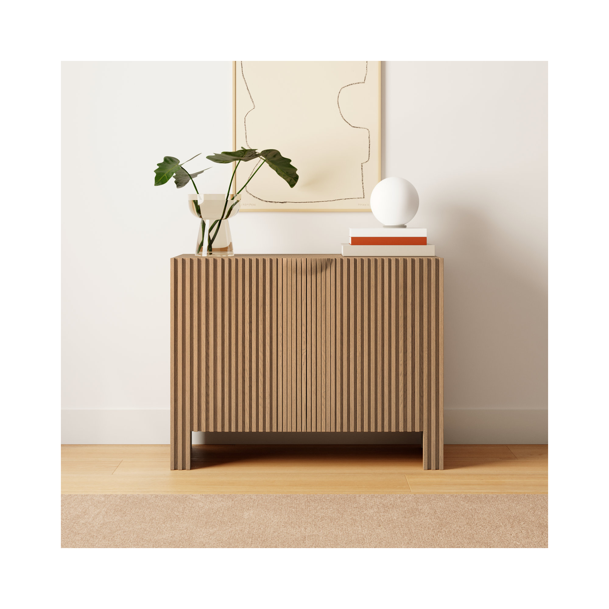 Fallon 41" Wide Oak Wood Sideboard, Natural, 32" H x 41" W x 18" D
