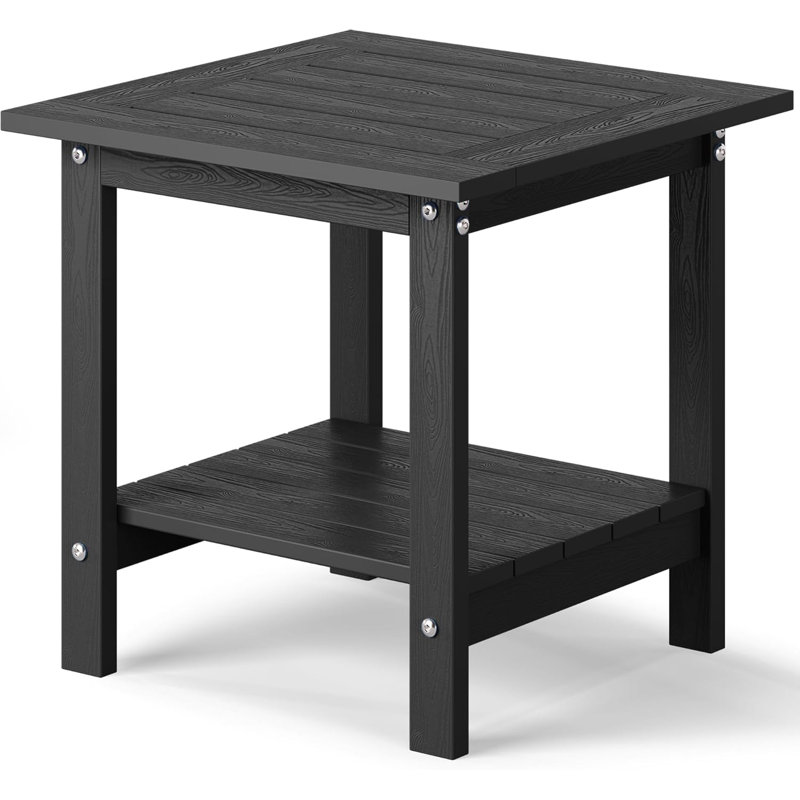 HIPS Small Square Outdoor End Table, Black