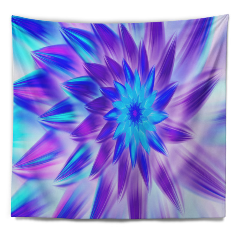 Tapisserie florales de fleurs bleues exotiques, H 50 po x l 60 po