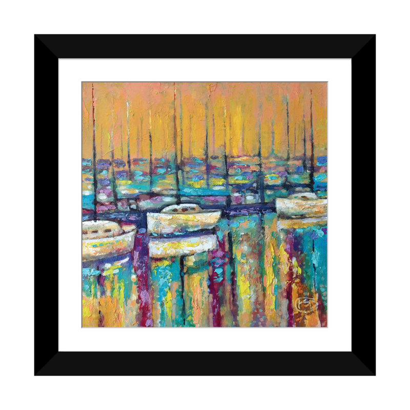 « harbor », impression sur toile, H 16 po x l 16 po x P 1 po, Papier avec cadre noir, Blanc