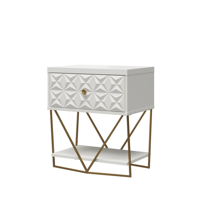 Minarik Floor Shelf End Table, White