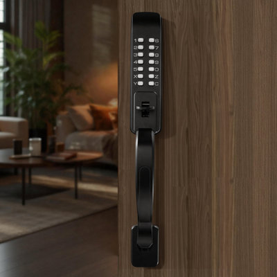 Serrure de porte mécanique sans clé, mise à niveau du code 2.0, code à 4-7 chiffres, serrure à clavier à combinaison à boutons-poussoirs double face avec poignée de tirage, verrouillage automatique, intérieur ou extérieur