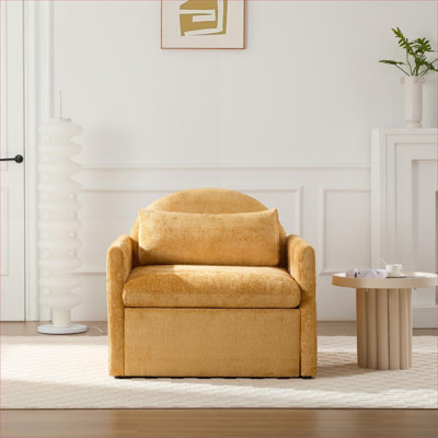 Fauteuil d'appoint surdimensionné en chenille de style moderne avec méridienne simple pour salon, chambre à coucher