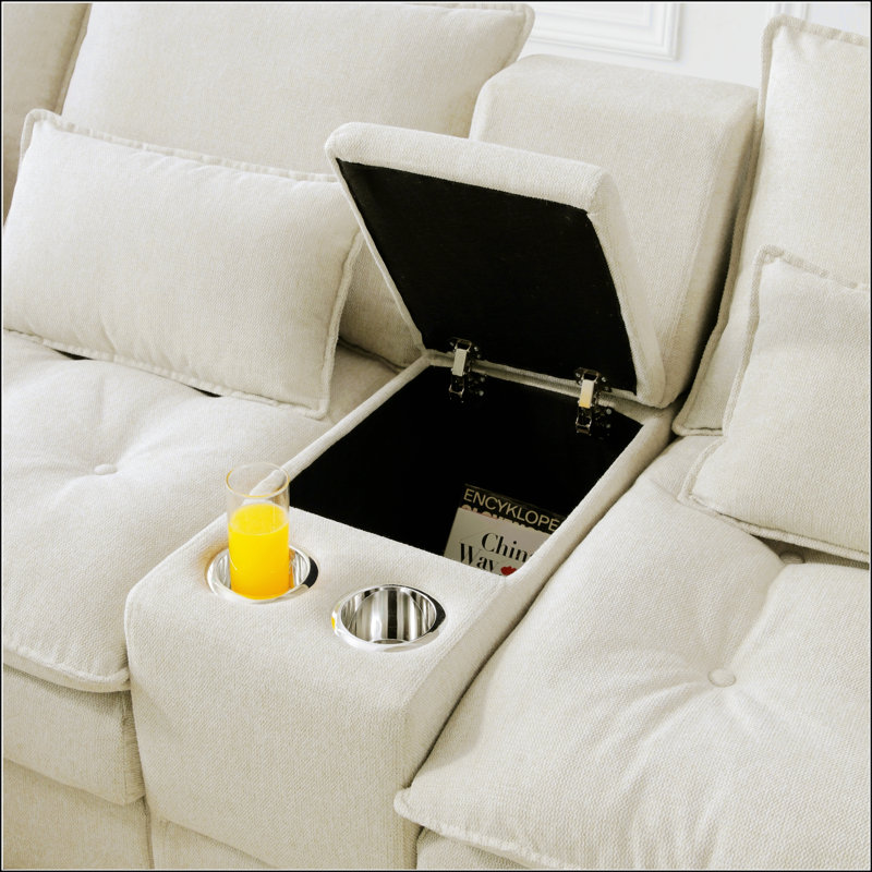 Canapé en U avec console et porte-gobelets, meubles de salon rembourrés à 6 places, ensemble de canapé-lit avec méridienne pour les maisons modernes