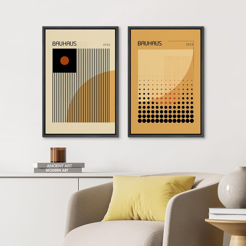 Abstract Vibrant Color Blocks 2 - Pieces, 24" H x 32" W, Black