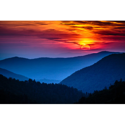 Great Smoky Mountains National Park - Morton Overlook Sunset 1 Piece Wrapped Canvas Wall Art