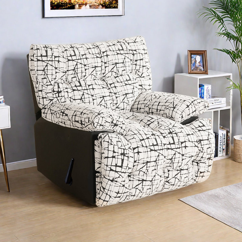 Fauteuil inclinable moderne et multifonctionnel en chenille jacquard, Noir / blanc