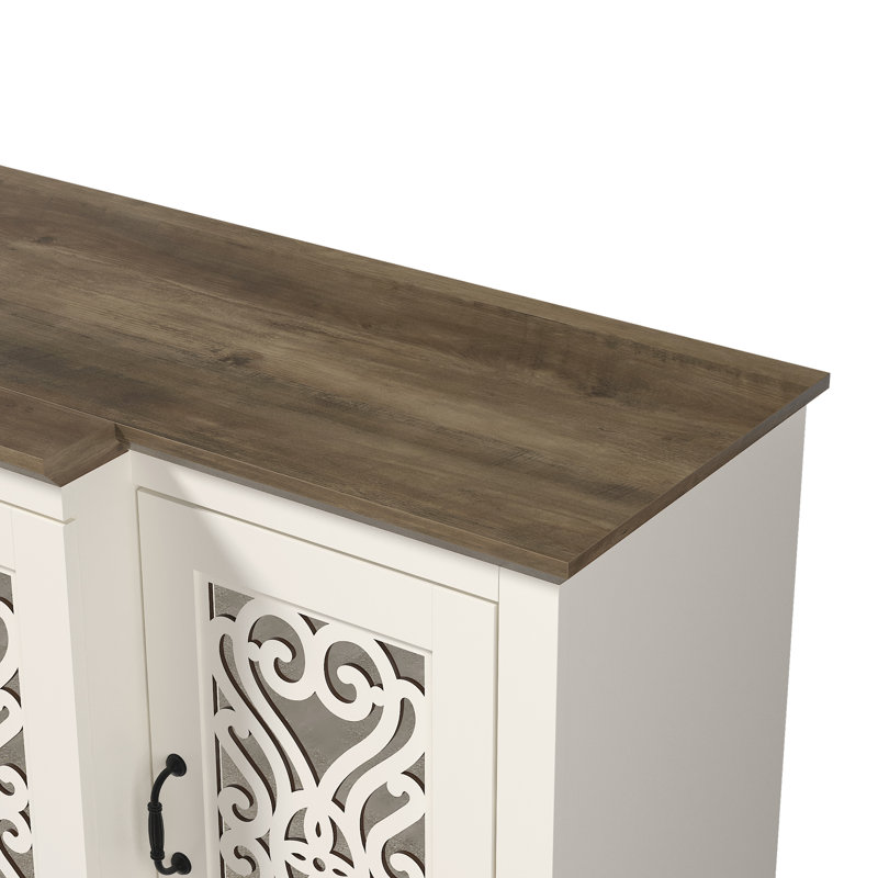 Ariba Transitional Sideboard Set Of 2, Ivory/Knotty Oak