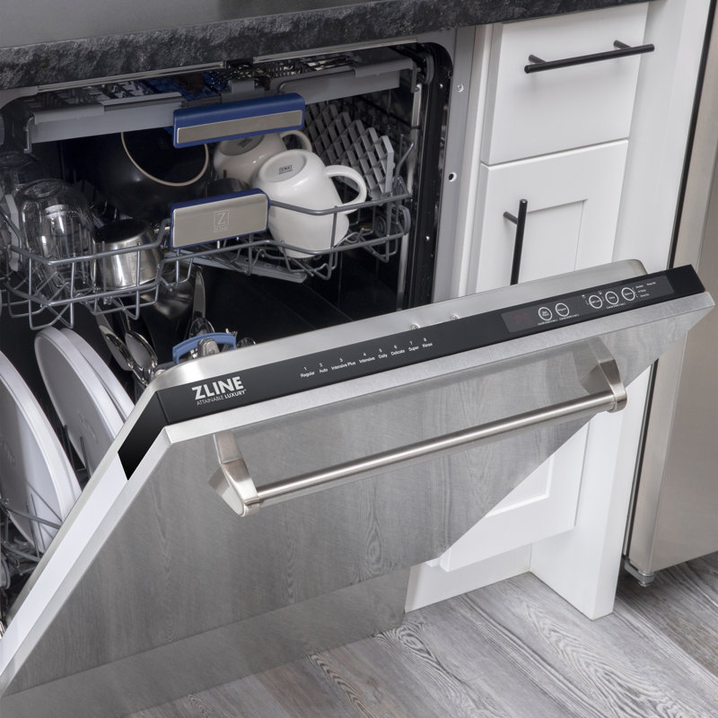 ZLINE 24" Tallac Series 3rd Rack Tall Tub Dishwasher with Stainless Steel Tub, 51dBa, Satin Stainless Steel