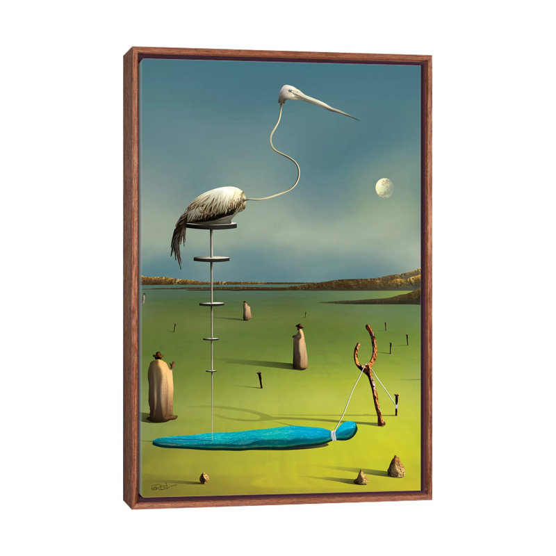 A Garça (The Crane) 1 Piece Wall Art on Canvas, 66.04 cm H x 45.72 cm W, Classic Brown Wood Framed