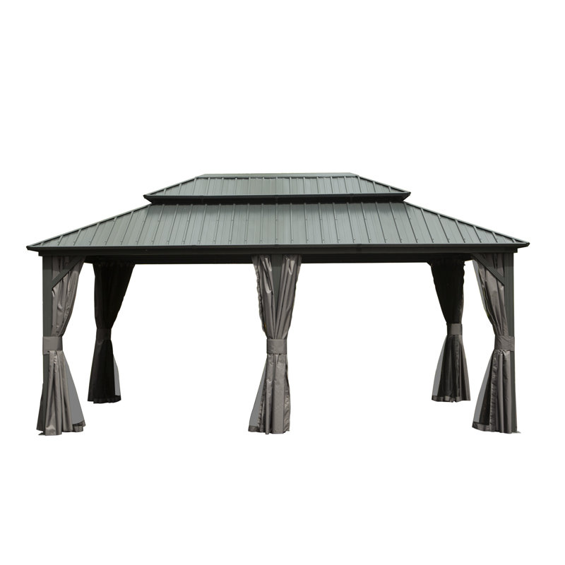 Pavillon de jardin 12 pi x 18 pi, aluminium et acier galvanisé, pour cour, abri de jardin, terrasse,