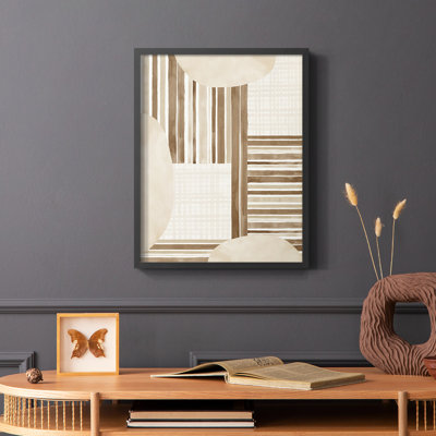 Neutral Stripes Framed Print - Solid Wood
