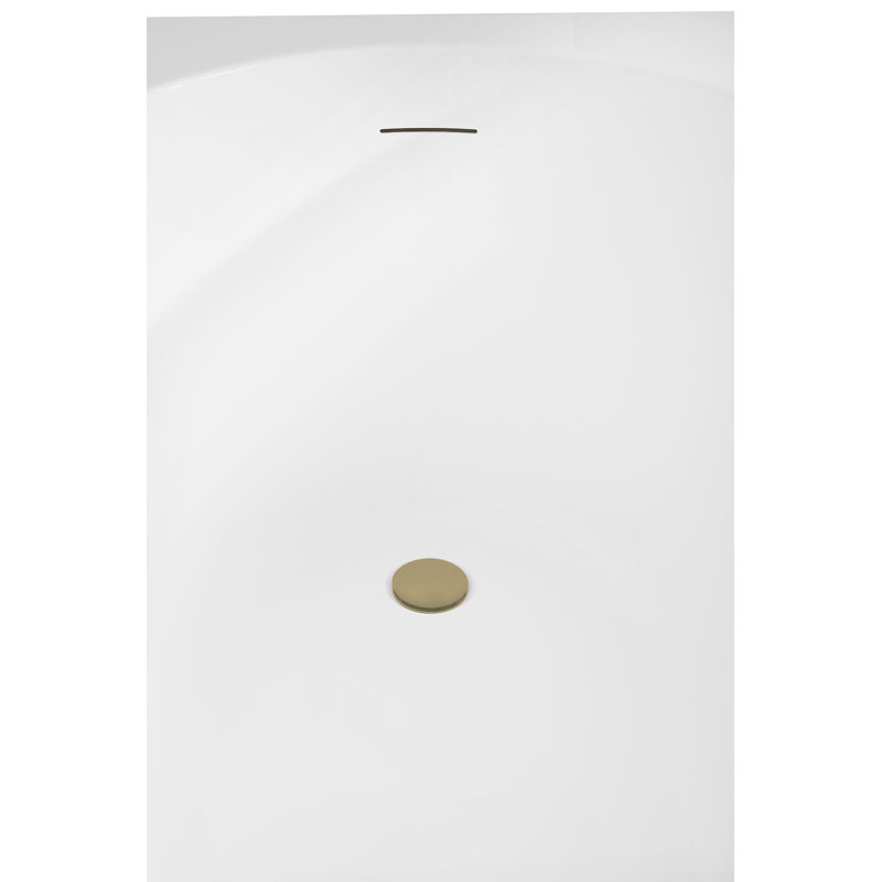 67" Streamline Soaking Freestanding Tub and Tray With Internal Drain, Brushed Brass