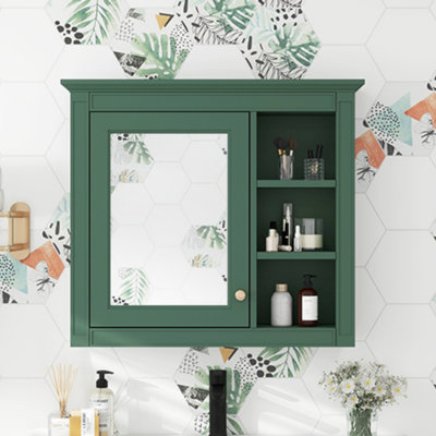 Armoire à pharmacie, armoire de rangement murale pour salle de bain, armoire murale moderne avec miroir, armoire à pharmacie, armoire à miroir avec 3 tablettes ouvertes (meuble-lavabo non inclus) (armoire)