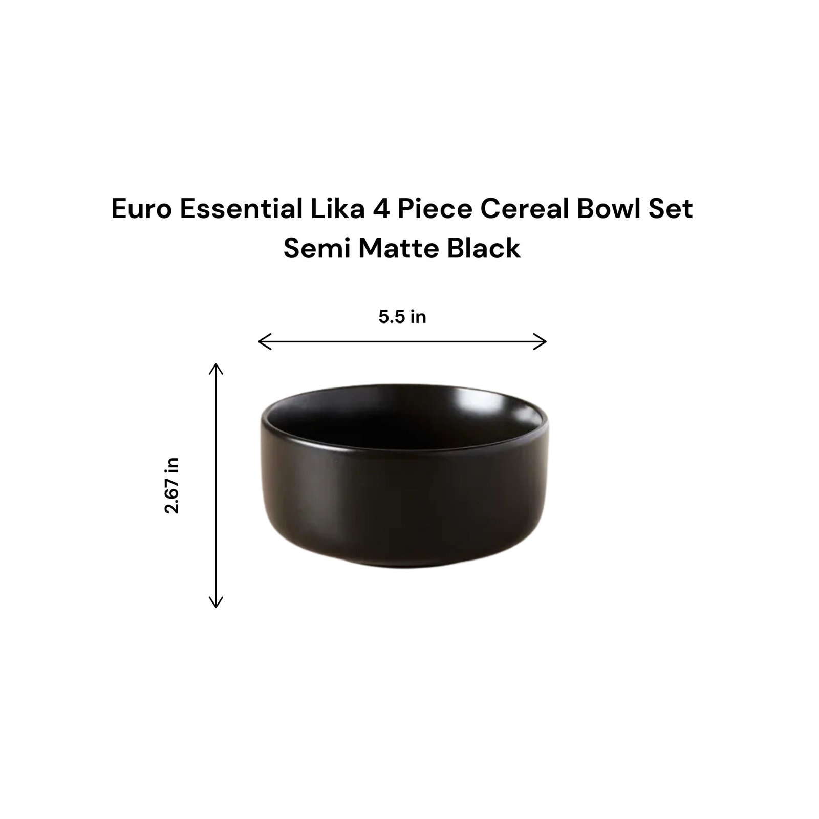 Malmesbury Straight Lip Stoneware Cereal Bowl, Black