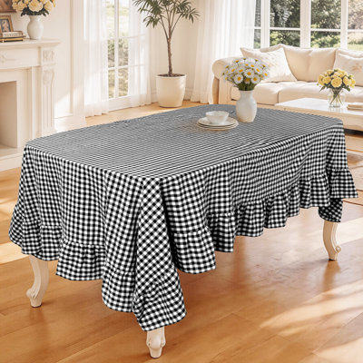 Nappe 100% coton écossais avec bordure à volants