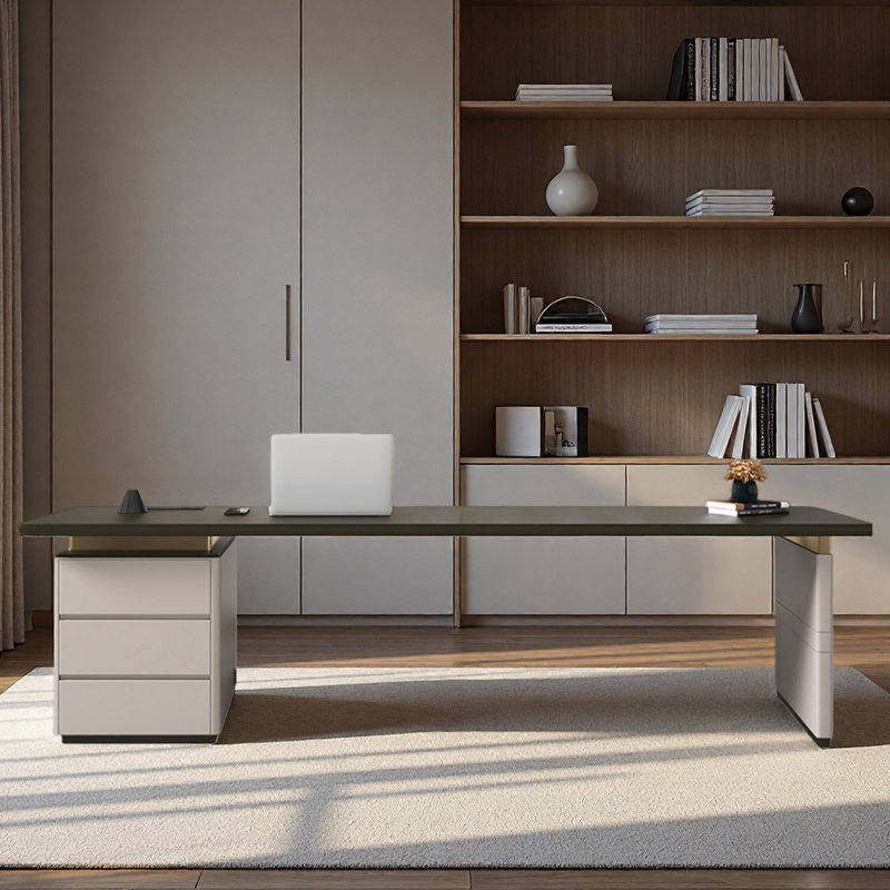 Bureau, bureau simple, piano, finition laquée, H 29,53 po x l 94,49 po x P 27,56 po