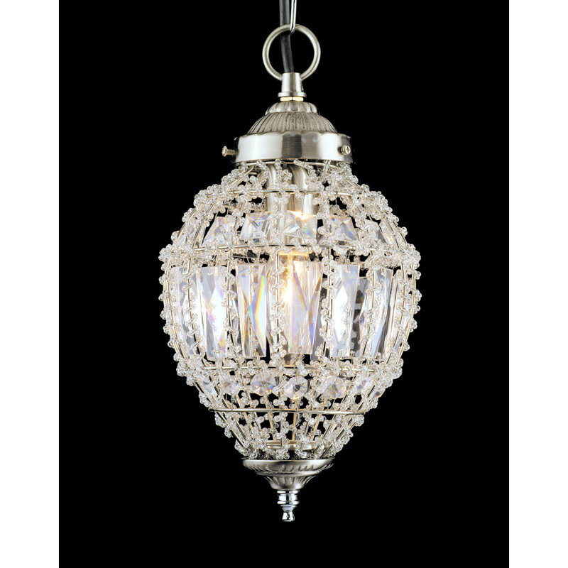 1 - Light Satin Nickel Crystal Pendant